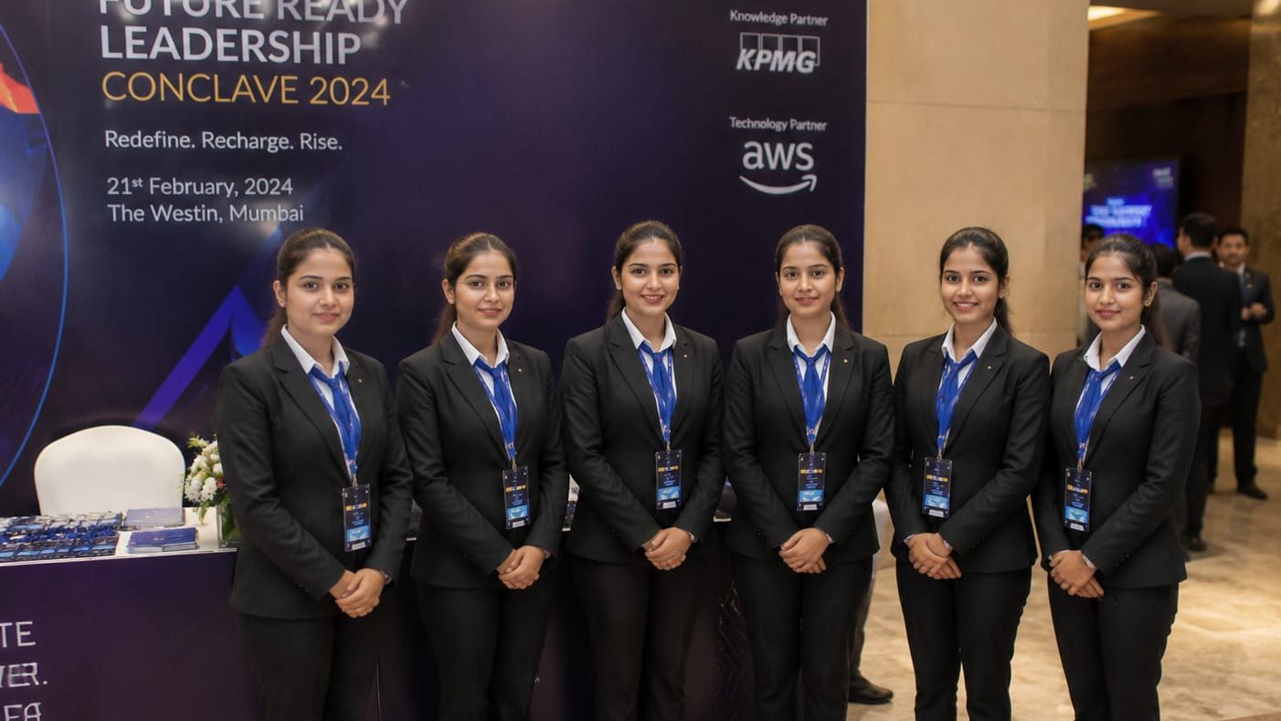 EventEdge Staffing registration crew in uniform at a corporate leadership conclave